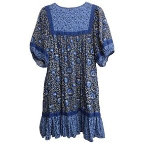 Old Navy Blue Floral Boho Peasant Dress XL Cottagecore Prairie Romantic Festival